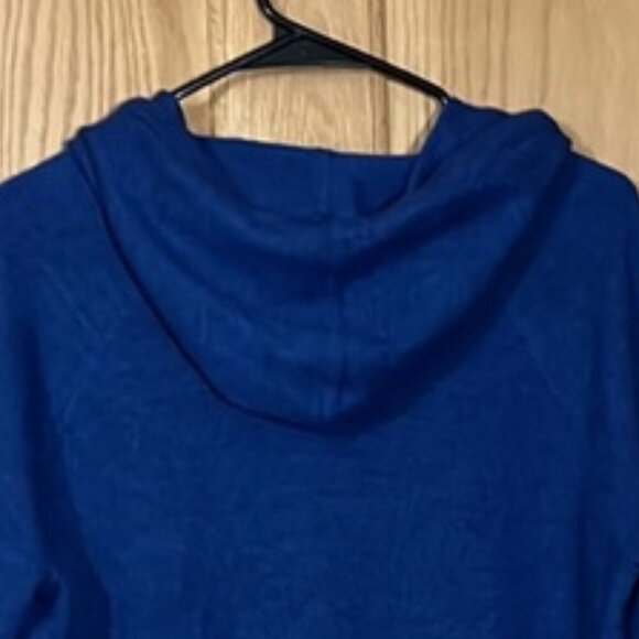 Rachel Zoe Blue Drawstring Hooded Sweater 100% ExtraFine Merino Wool - Picture 4 of 6